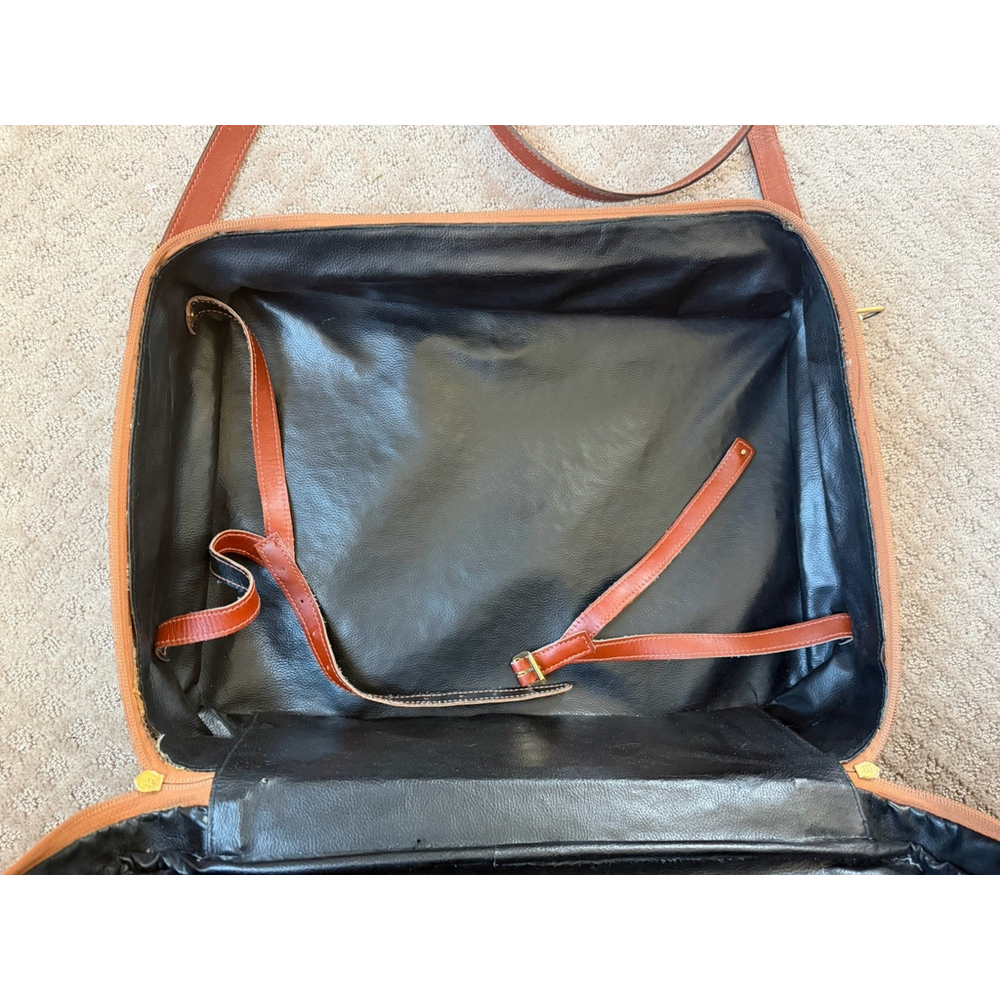 Fendi Pequin Vintage Travel Duffle Bag Canvas Leather Black Brown - Picture 5 of 12